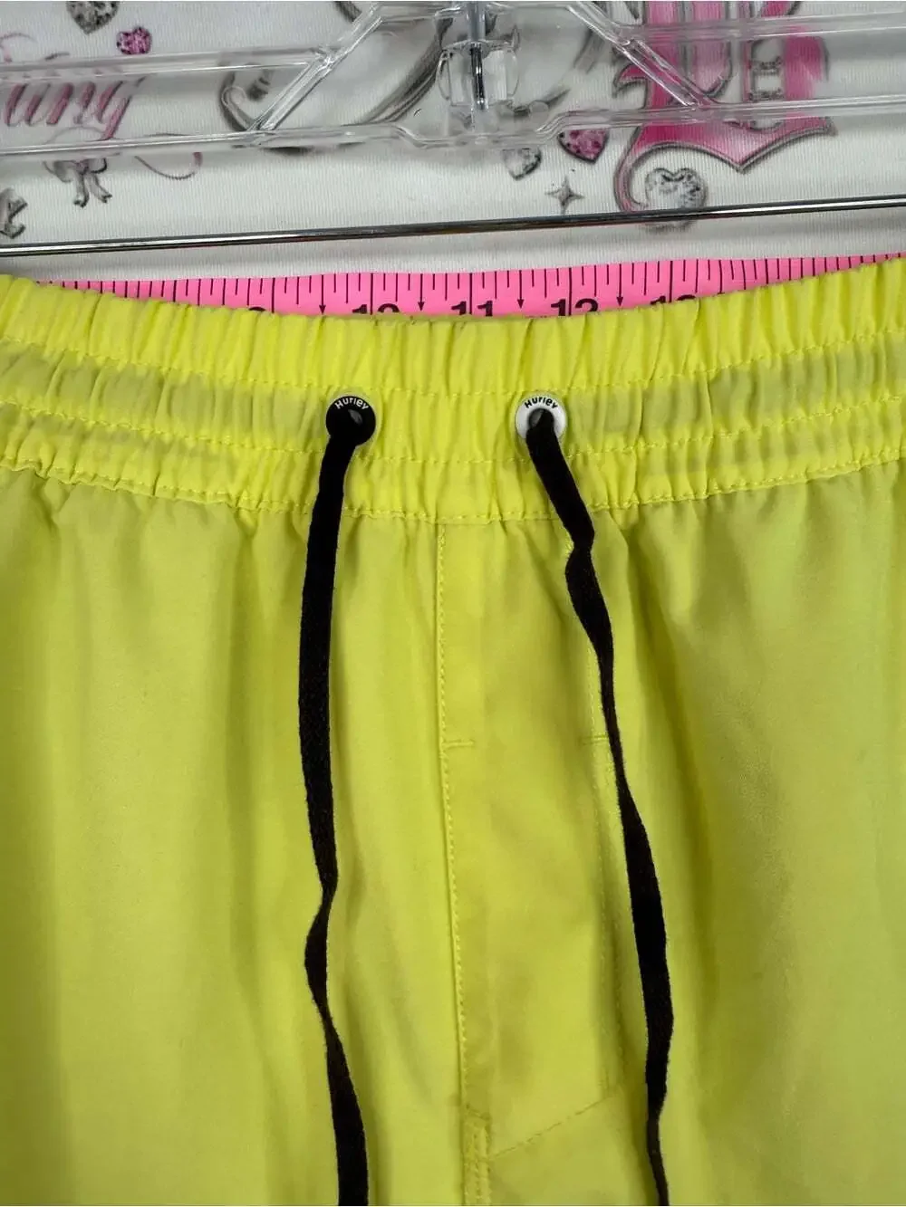 Hurley board shorts Yellow Men's Swim Board Shorts with Black Drawcords